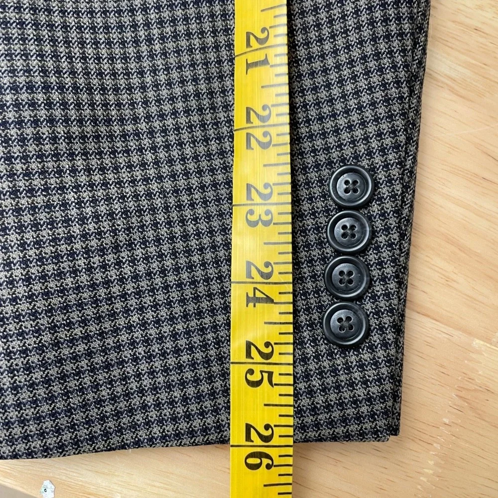 Jos A Bank Travelers Collection Wool Sport Coat 42L Grey Houndstooth‎ Blazer